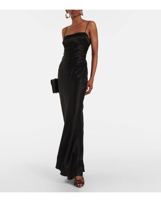 Sir Black Gathered Silk Slip Dress