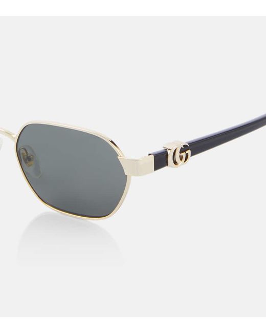 Gucci Gray Double G Round Sunglasses