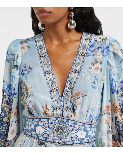 Camilla Blue Verziertes Minikleid Aus Seide