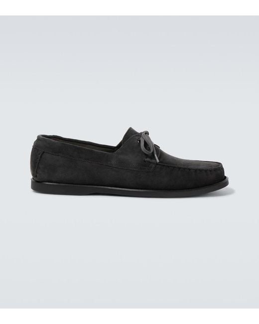 Saman Amel Black City Moc Suede Boat Shoes for men