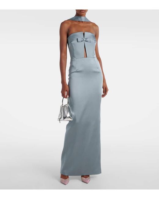 Vestido Bustier De Fiesta Holly De Crepe Con Lazo The New Arrivals Ilkyaz Ozel de color Blue