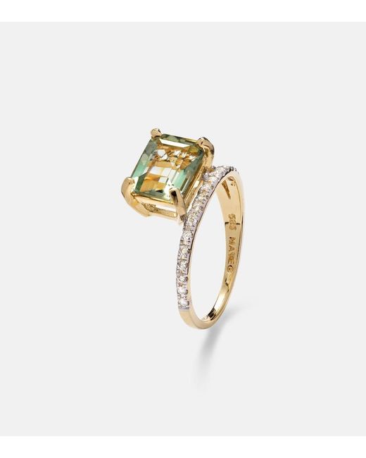 Mateo White Point Of Focus 14Kt Ring With Diamonds And Amethyst