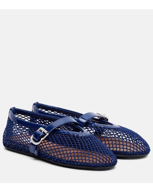 ALAIA BALLET FLATS IN WHITE MESH FISHNET