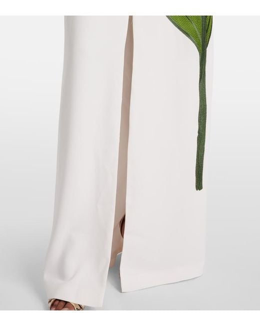 Costarellos White Jennis Floral Sequined Crepe Maxi Dress