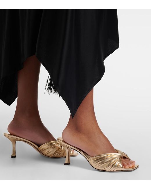 Jimmy Choo Natural Skye Metallic Leather Mules