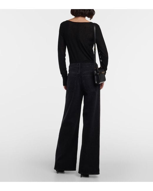 Agolde Black Clara Low-Rise Wide-Leg Jeans
