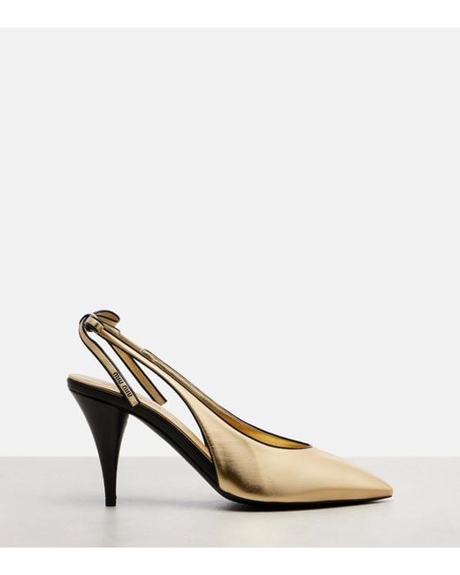 Miu Miu Metallic Leather Slingback Pumps