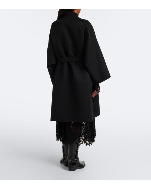 Fendi Black Belted Wool And Silk Coat