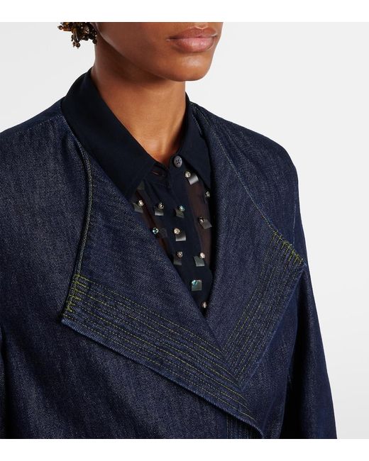 Dries Van Noten Blue Denim Wrap Coat