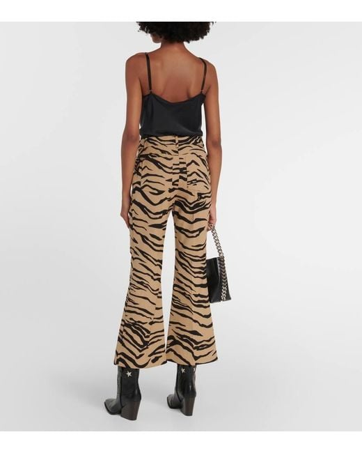 Stella McCartney Metallic Tiger-print Wool-blend Flared Pants