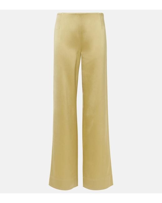 Totême  Yellow High-Rise Satin Wide-Leg Pants