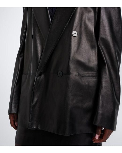 Gucci Black Double-Breasted Leather Jacket