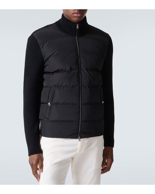 Herno Black Wool-Trimmed Down Jacket for men