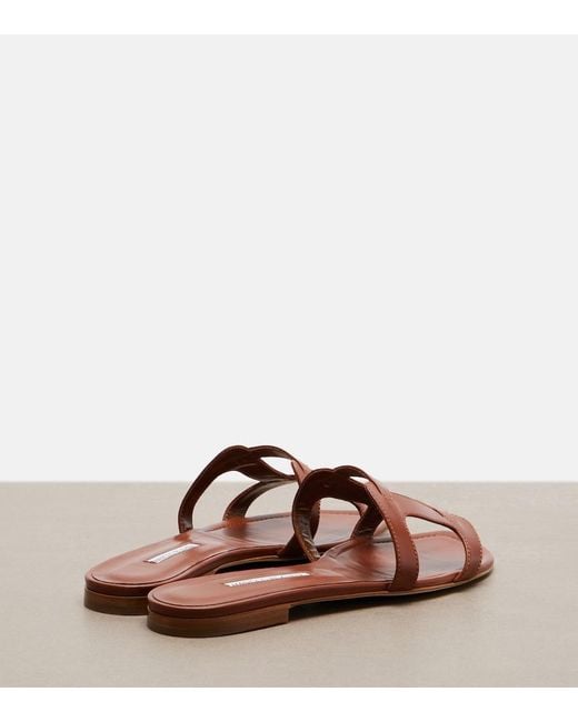 Manolo Blahnik Brown Grellanuflat Leather Sandals