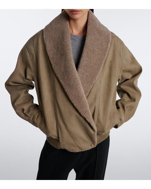 Stella McCartney Natural Oversized Teddy-Trimmed Blouson Jacket