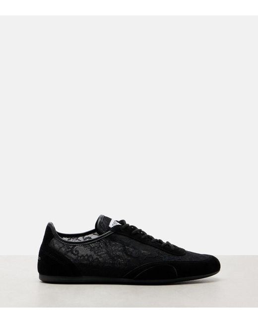 Jimmy Choo Black Sunny Suede-Trimmed Lace Sneakers