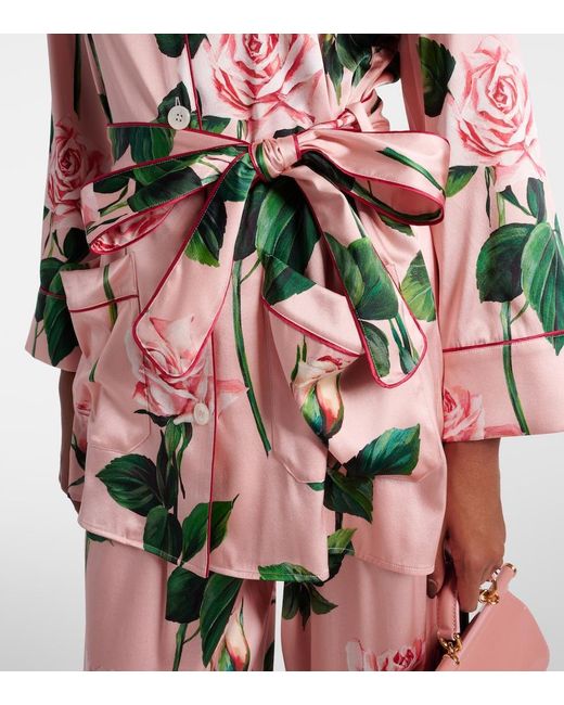 Dolce & Gabbana Pink Printed Silk Blouse Top