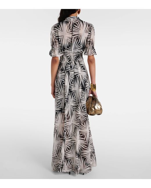 Diane von Furstenberg White Erica Printed Maxi Dress