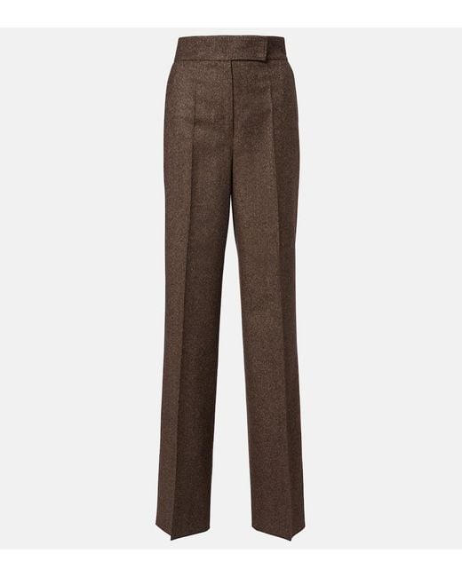 Max Mara Brown Virgin Wool Straight Pants