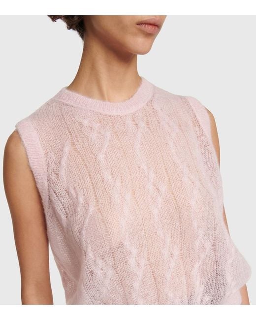 Amiri Pink Openwork Alpaca And Mohair-Blend Vest