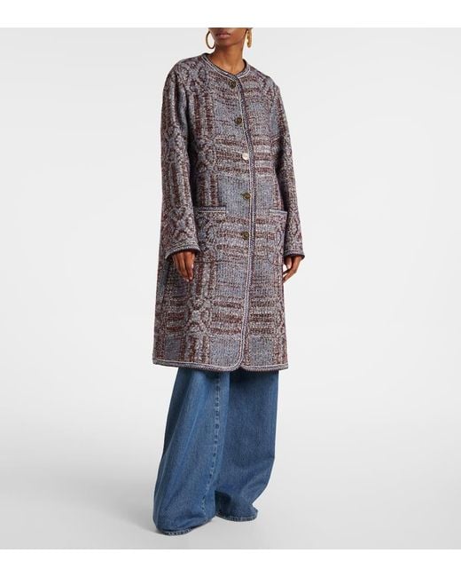 Abrigo De Algodon Y Lana En Jacquard Etro de color Gray