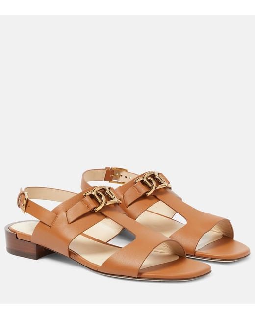 Tod's Brown Leather Slingback Sandals