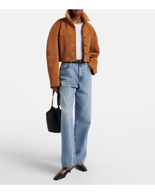 Rohe Brown Cropped Suede Jacket