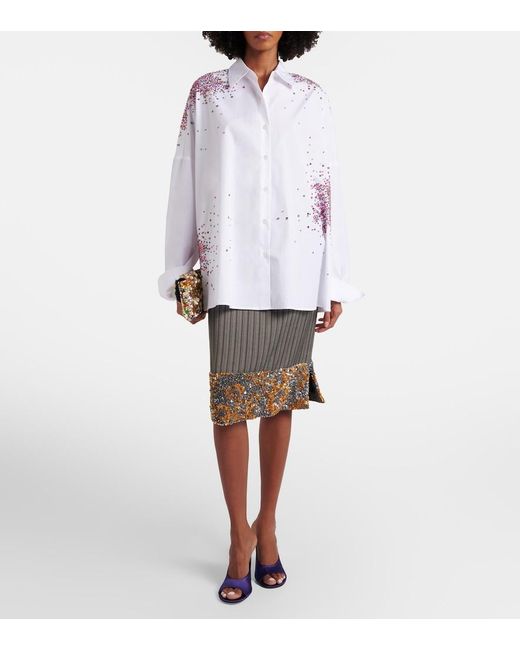 Dries Van Noten Blue Satin Wedge Mules