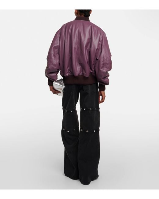 The Attico Purple Anja Leather Bomber Jacket