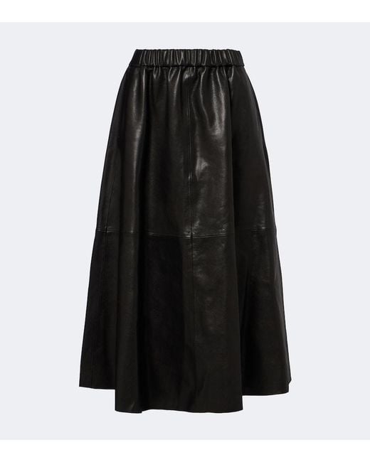 Nour Hammour Black Lenley Leather Skirt