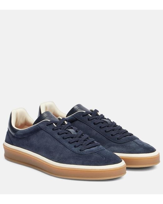 Loro Piana Blue Tennis Walk Suede Sneakers