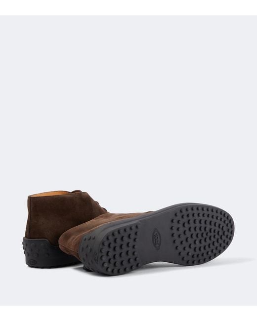 Tod's Brown Suede Combat Boots for men