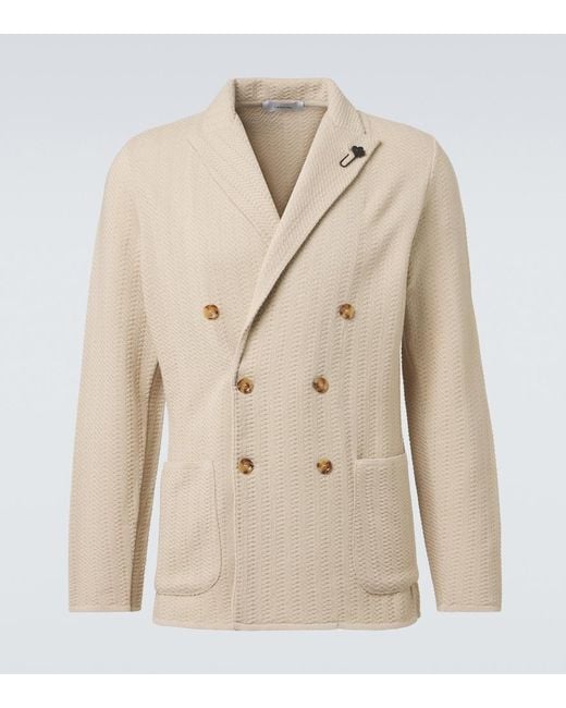 Lardini Natural Double-Breasted Virgin Wool Blazer for men