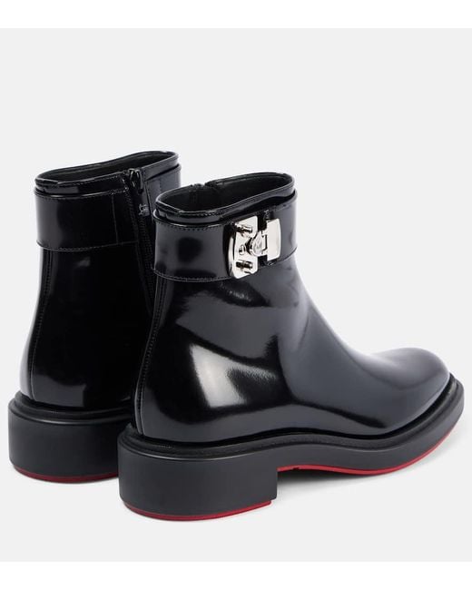 Christian Louboutin Black Urban Booty Lock Polished Leather Ankle Boots