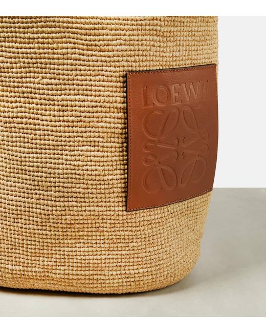 Loewe Metallic Large Leather-trimmed Raffia Tote Bag