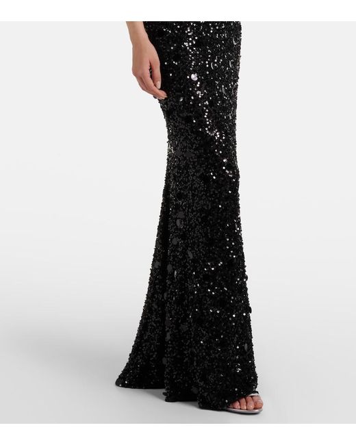 Dolce & Gabbana Black Sequined Halterneck Gown