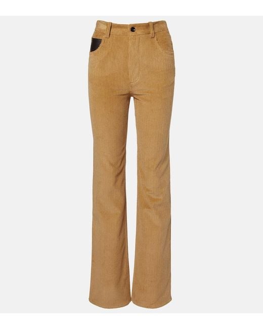 Bottega Veneta Natural Cotton Corduroy Flared Pants