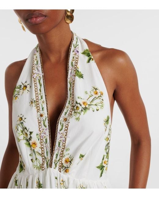 Camilla White Embellished Cotton Maxi Dress