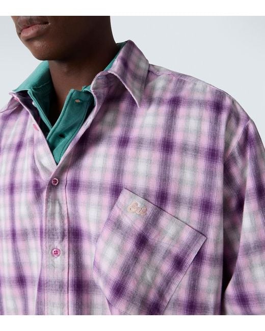 ERL Purple Checked Cotton Shirt for men