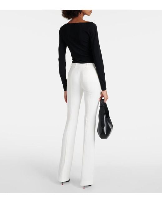 McQueen White Flared Mid-rise Crepe Trousers