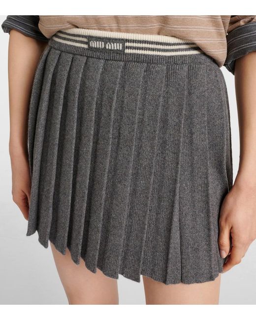 Miu Miu Gray Minirock Aus Kaschmir Und Wolle