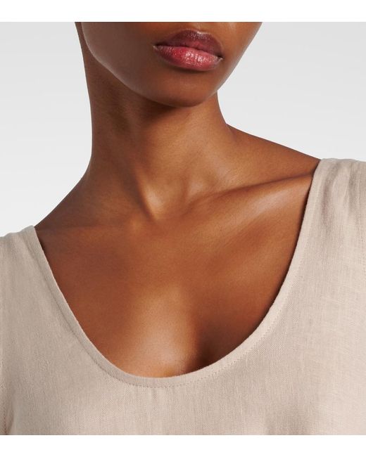 Asceno Natural Capri Linen Maxi Dress