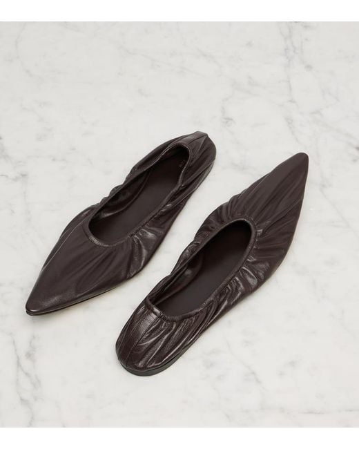The Row Brown Liisa Leather Ballet Flats