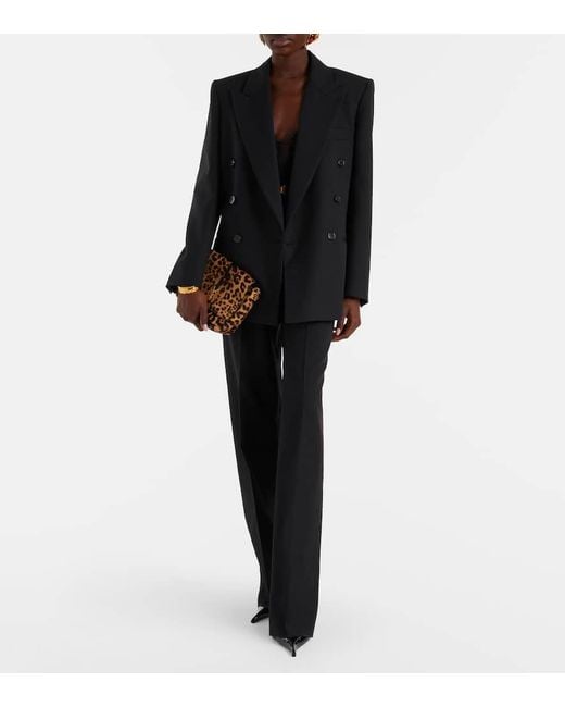 Blazer Cruzado De Lana Saint Laurent de color Black