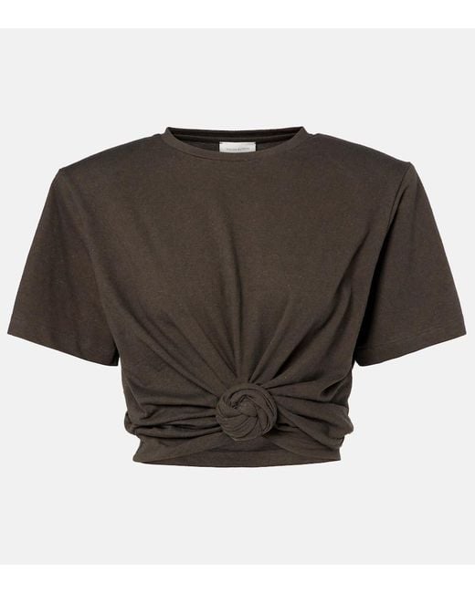 Magda Butrym Black T-Shirt Aus Baumwolle Und Seide