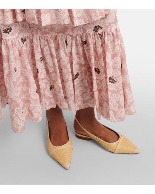 Malone Souliers Natural Jama Raffia Slingback Ballet Flats