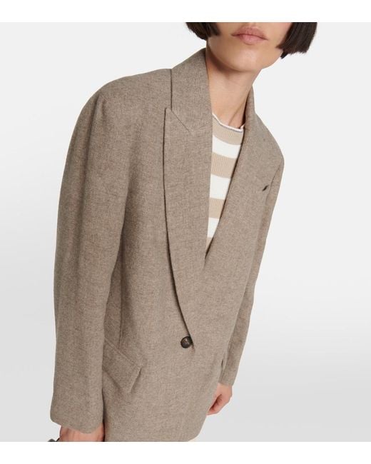 Brunello Cucinelli Natural Single-Breasted Yak Wool Blazer