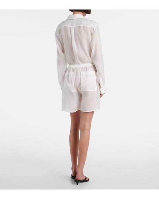 Totême White Ramie Shorts