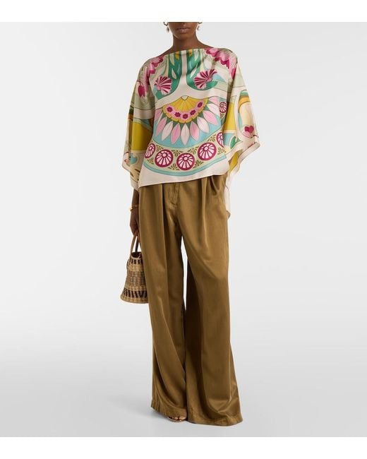 LaDoubleJ Multicolor Square Printed Silk Twill Top