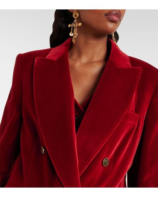 Etro Red Double-Breasted Jacket With Peak Revers